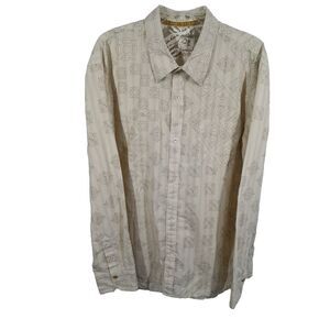 Quik Silver Shirt Mens XL Beige Diamond Design Long Sleeve Snaps VTG Y2K 2000's‎